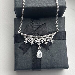 Dainty CZ Drop Necklace ✨ Vintage Inspired Filigree Teardrop Bridal Jewelry